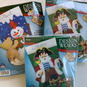 3 Design Works Felt Christmas Stocking Kits Snowman Pirates Appliqué  Embroidery - Picture 1 of 14