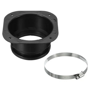 4" Duct Connector Flange Dryer Vent Wall Plate Square to Round with Clamp Black - Picture 1 of 6