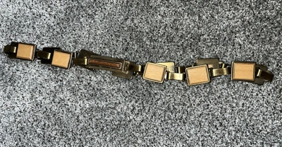 Cinto de declaração anos 70 feito na Itália vintage boho artesanal madeira latão designer - Imagem 1 de 4