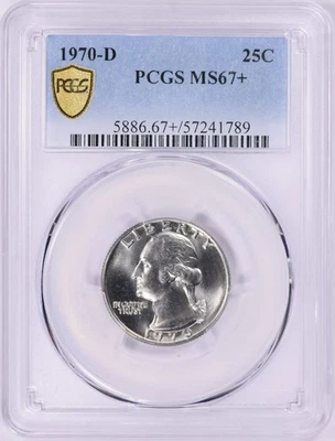 D Washington Quarter 1970 graduación profesional MS67+ soporte escudo dorado Foto 1 de 2