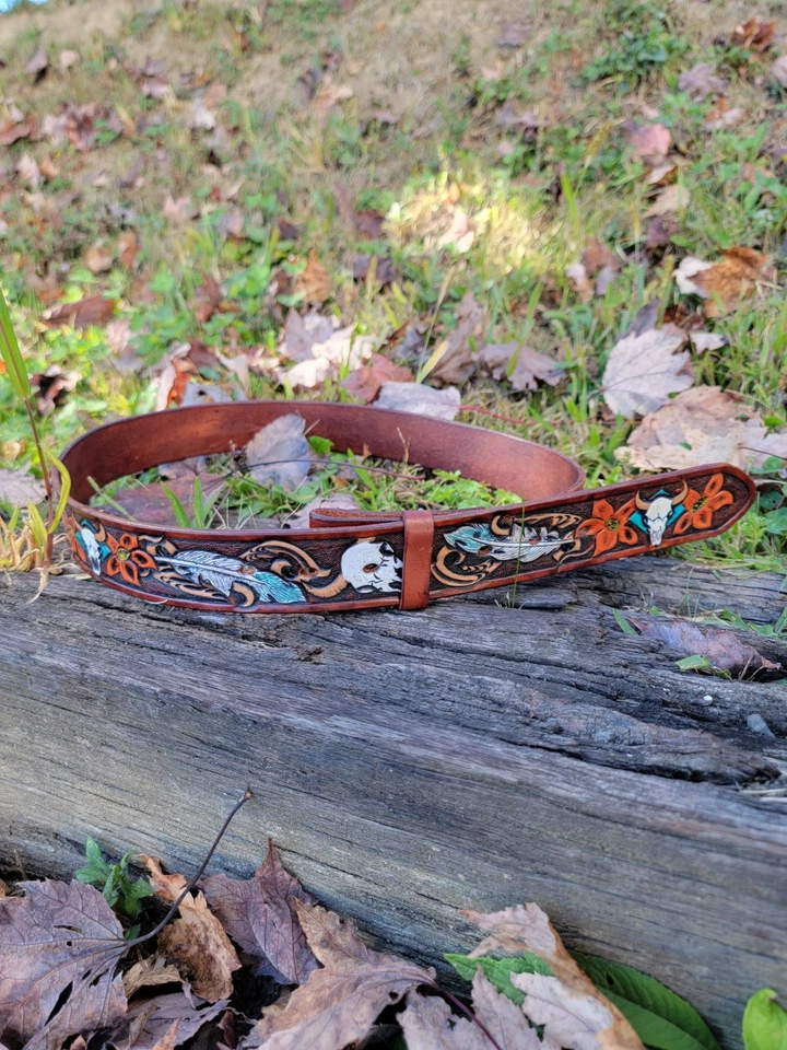 Cinturón de cuero para hombre talla 31 a 37 – Hecho a mano Western mecanizado  Foto 1 de 4