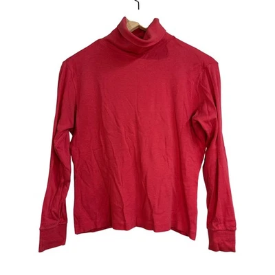 Prendas de esquí vintage SKYR rojas cuello alto algodón manga larga top mujer mediana hecha en EE. UU. Foto 1 de 4