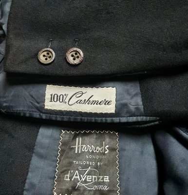 Vintage Harrods London D'Avenza Roma 100% pure cashmere classic black blazer 38R - Image 1 of 4