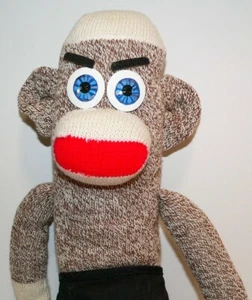 Vintage braune Socke Stofftier Affe Original Spielzeug 24 Zoll Plüsch - Bild 1 von 6