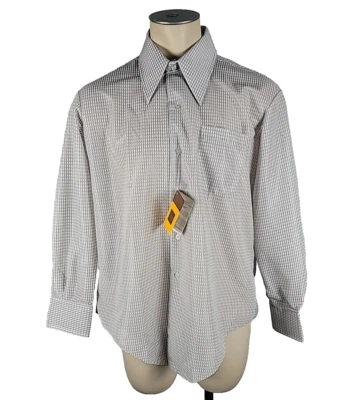 NUEVO CON ETIQUETAS DE COLECCIÓN - Camisa de vestir tejida con cuello mariposa Bardon Jandy Place gris blanco 17 33 Foto 1 de 4