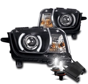 FOR 10-13 CHEVY CAMARO CCFL HALO BLACK PROJECTOR HEADLIGHT LAMP W/50W 6000K HID - Picture 1 of 4