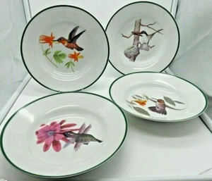 Hummingbird Rim 8.5” Soup Bowls National Wildlife Federation Vintage Set of 4 - Picture 1 of 10