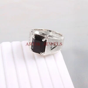 Natural Black Onyx Gemstone with 925 Sterling Silver Ring for Men's #4596 - Picture 1 of 3