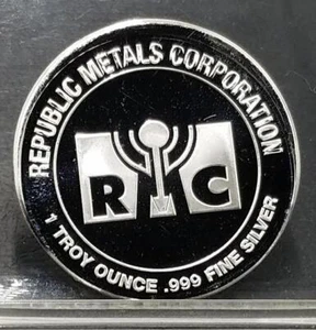 Off Center 1oz .999 Silver  | Republic Metals Corporation | Error Round - Picture 1 of 3