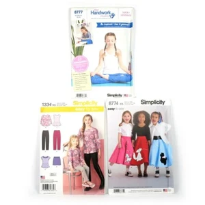 SIMPLICITY Lot 3-8777,1334,8774 Kids Patterns, Leggings, Cosutme, Skirt & Pants - Picture 1 of 7