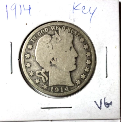 *KEY DATE* 1914 Barber Half Dollar VG  Better/Early Date. 90% Silver. 13.10 - Image 1 of 4