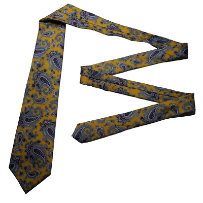 Corbata para hombre Lauren Ralph Lauren dorada cachemira 100 % seda hecha a mano Foto 1 de 4