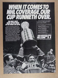 1986 ESPN NHL Hockey Coverage canadiens stanley cup photo vintage print Ad