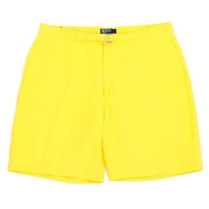 VTG 90s Polo Ralph Lauren Yellow Cotton Self Belted Flat Front Shorts 38 fit 37 - Picture 1 of 11