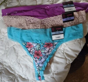 no boundaries Thong Panties  XXL/2XG  NEW/TAGS   Purple, Tan Lace, Blue Floral - Picture 1 of 8