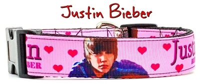 Justin Bieber dog collar Handmade adjustable buckle 1" wide or leash Rock N Roll