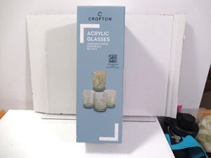 Aldi Crofton Green 9.5 oz Acrylic Glasses Set Of 4 NEW IN BOX - Picture 1 of 3
