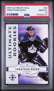 2007-08 Ultimate Collection Jonathan Quick #98 RC Rookie /499 PSA 10 GEM MT - Picture 1 of 2