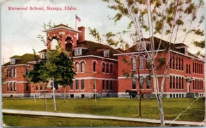 Idaho Postcard Kenwood School Nampa ID Horse Buggy Unposted  Heavy Wear  - Picture 1 of 2