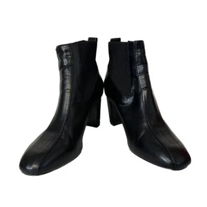 Allegra K Women’s Size 7 Chelsea Square Toe Pull On Black Boot Bootie - Picture 1 of 8