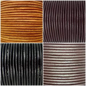 LEDERBAND 1MM 1,5MM 2MM 3MM LEDERSCHNUR LEDERRIEMEN RUND LEDER LEATHER SCHWARZ - Bild 1 von 4