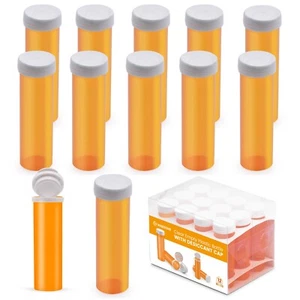 11 botellas de píldoras vacías Dram 12 piezas con tapas desecantes contenedor de vial de farmacia - Imagen 1 de 14