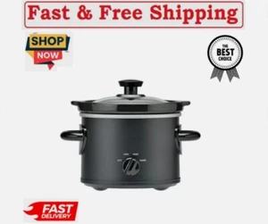Mainstays 2 QT Slow Cooker, Matte Black Finish, Removeable Stoneware Pot Kitchen - Picture 1 of 6