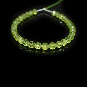 5-6MM A++ Natural Peridot Faceted Round Gemstone 6.5" Beads For Jewelry making - Picture 1 of 4