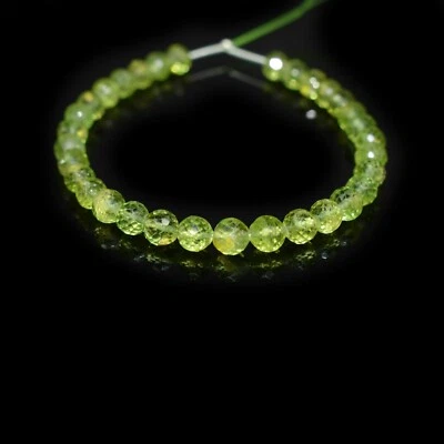 5-6MM A++ Natural Peridot Faceted Round Gemstone 6.5" Beads For Jewelry making - Image 1 of 4