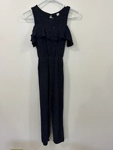 Justice 10 Girls Sparkly Jumpsuit Blue One Piece #1076 - Picture 1 of 9