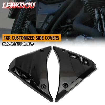 Cubiertas laterales negras brillantes ventiladas para motocicleta para Harley 82-94 FXR 99-00 FXRS FXRT Foto 1 de 4