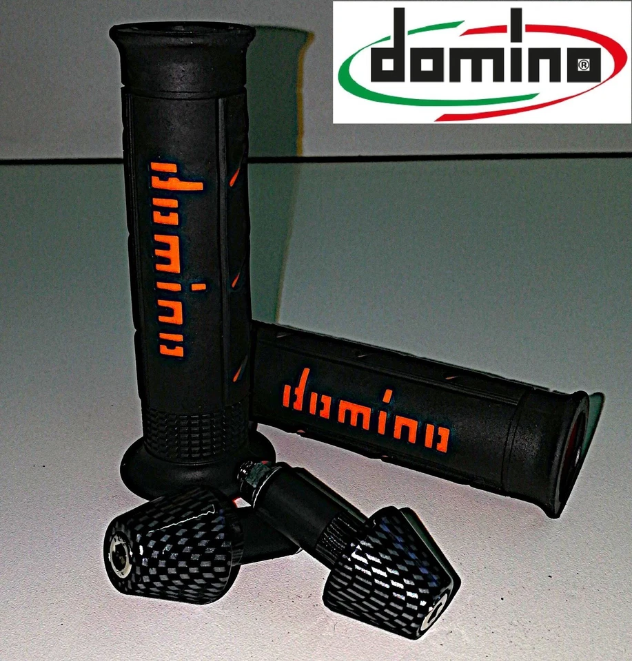 Manopole Nero/arancio Domino Xm2 Contrappesi Carbon Yamaha YZF 1000 R Thunderace