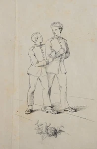 Marquard von Leoprechting 1839-1897 zugeschr. / Zeichnung zwei Kadetten Bayern - Bild 1 von 15