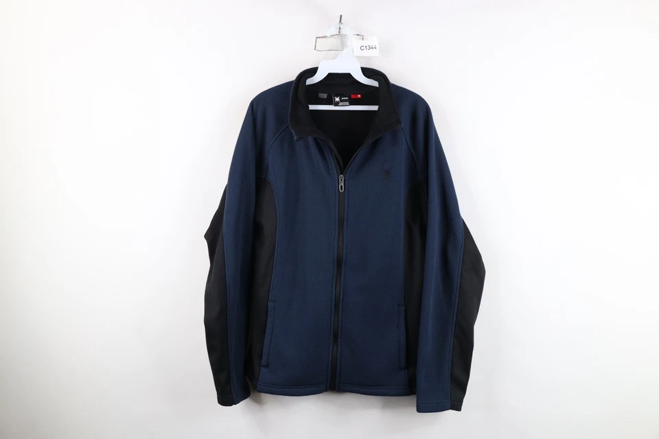 Spyder Mens Medium Faded Color Block Thermal Knit Frontier Sweater Jacket Blue - Image 1 of 4