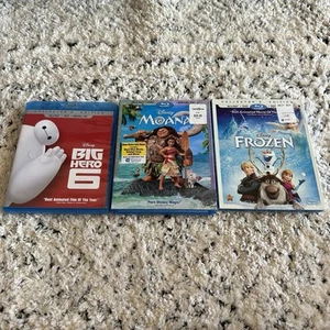 (3) Disney Blu Ray Lot Including Moana, Frozen, Big Hero 6 - Imagen 1 de 2