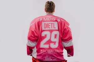 DIETL 29 Trikot Gameworn Gamer Pink in the Rink 2025 EV Landshut DEL2 EVL - Bild 1 von 2