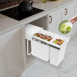 Under Cabinet Trash Can with Two Buckets Pull Out 10L + 20L for Kitchen/Garbage - Picture 1 of 18