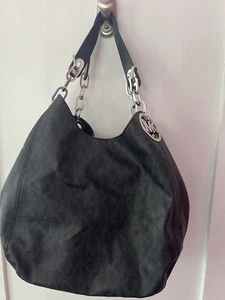 Seltene Michael Kors Damen Lillie Schulter Hobo Handtasche - Schwarz Monogramm Silber - Bild 1 von 3
