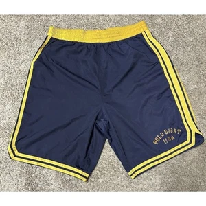 VINTAGE Polo Sport Ralph Lauren Shorts Mens Large L Blue Yellow Basketball - Picture 1 of 9