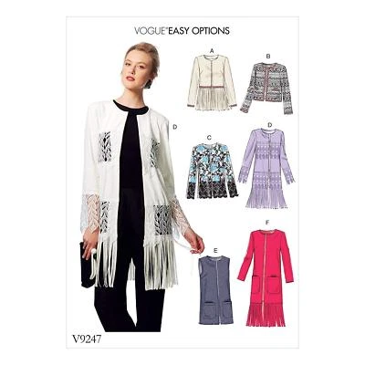 VOGUE PATTERN V9247 MISSES JACKETS VEST DUSTER CARDIGAN MISS & PLUS XS-M, L-XXL - Image 1 of 4