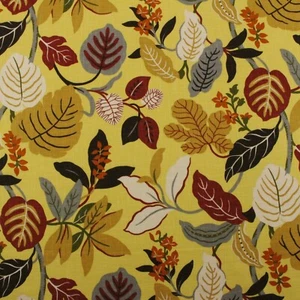 BRAEMORE ROSSANO BANANA YELLOW LARGE LEAF BASKETWEAVE COTTON FABRIC BY YARD 54"W - Picture 1 of 7