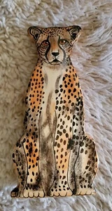 Cheetah Cat Vase Statue Nina Lyman Nina's Ark Collection of Africa Safari Cat - Picture 1 of 8