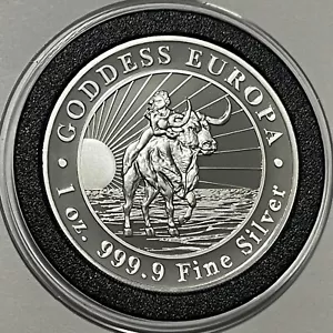 Moneta prova donna nuda Dea Europa 1 oncia troy .999 medaglia argento fine rara rotonda - Foto 1 di 12