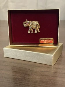 Imperial Court Genuine Ruby Eye Elephant Brooch Animal Fashion Jewelry - Picture 1 of 5