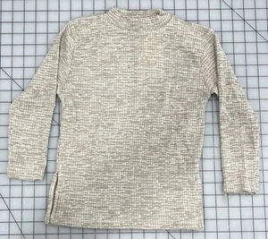 Zara Tan And Cream 3/4 Sleeve Sweater Shirt 6 Side Slits R8 - Picture 1 of 9