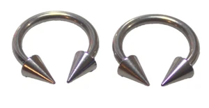 Set 12g 1/2 Hufeisen 5x7 mm Spitze Ohr Helix Nasenring 316L Chirurgenstahl sexy - Bild 1 von 2