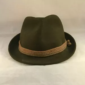Vintage Dalton Dark Olive Green Felt Fedora Rope Accents - Picture 1 of 6