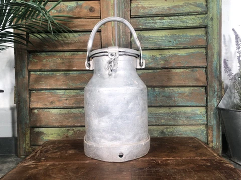 Vintage Rustic French Aluminium Milk Churn Wedding Florist Prop Garden  Planter Cover
