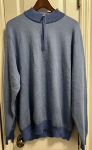 Peter Millar Size XXL  Mens 1/4 Zip Cotton/Silk/Cashmere Sweater Blue Pullover - Picture 1 of 5