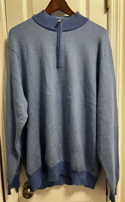 Peter Millar Size XXL  Mens 1/4 Zip Cotton/Silk/Cashmere Sweater Blue Pullover - Image 1 of 4